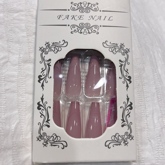 Fake nail long French pink press‎ on nails - Picture 3 of 4